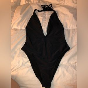 Black low cut one piece